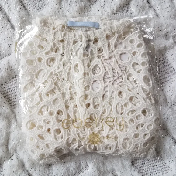 Eberjey Spearhead Sam Shorts Cover-up Crochet White S/M - Picture 8 of 13